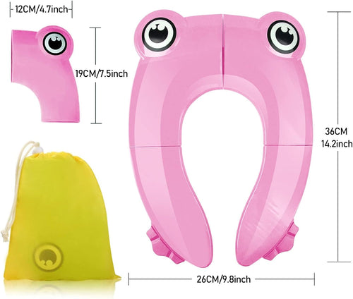 Folding Potty Training Seat For Kids With 6 Anti Slip Silicone Pads And 1 Carry Bag, Pink Frog