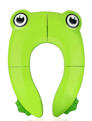Folding Potty Training Seat For Kids With 6 Anti Slip Silicone Pads And 1 Carry Bag, Green Frog