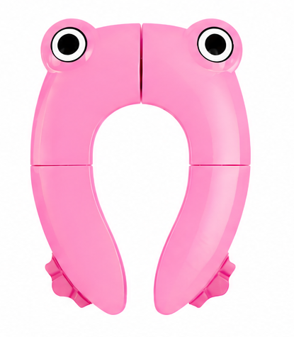 Folding Potty Training Seat For Kids With 6 Anti Slip Silicone Pads And 1 Carry Bag, Pink Frog