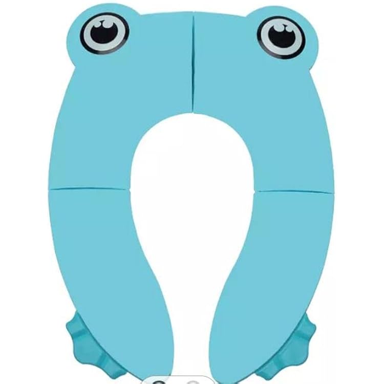 Portable Travel Toddler Toilet Seat With 6 Anti Slip Silicone Pads And 1 Carry Bag, Blue Frog