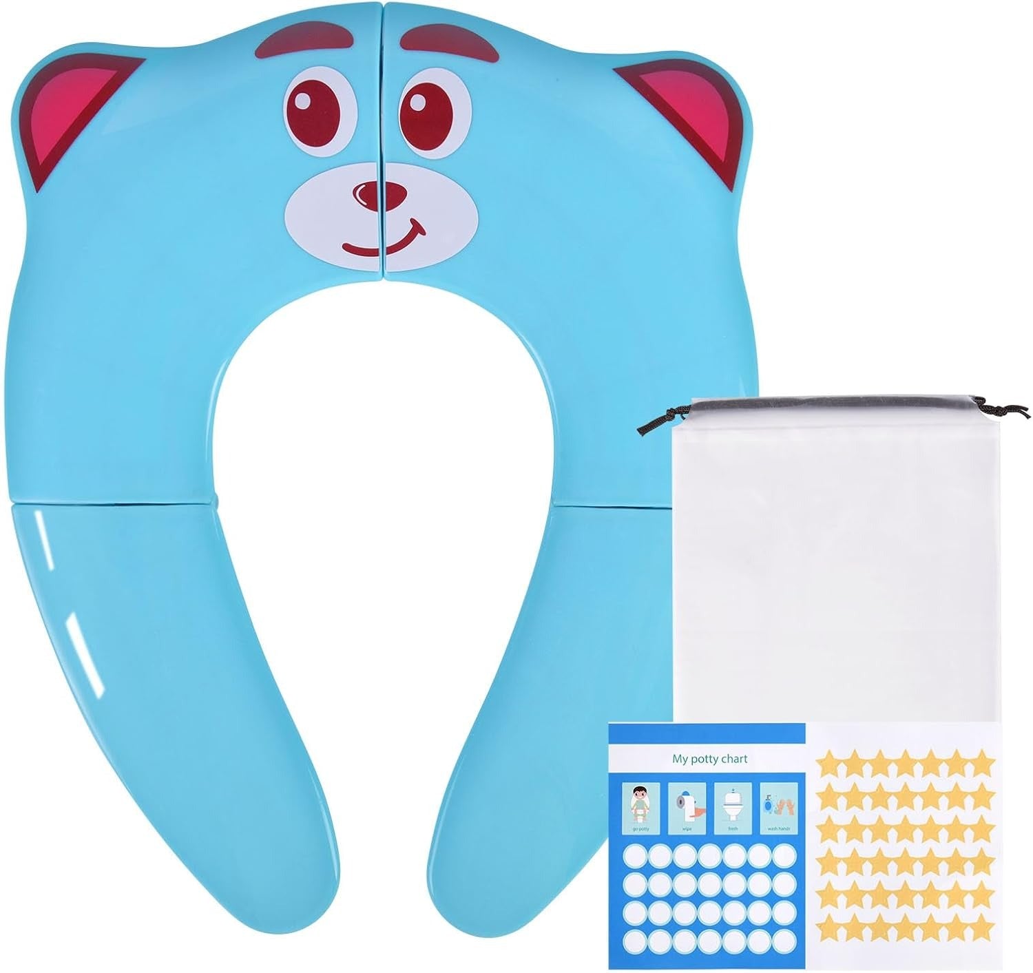 Folding Travel Potty Seat For Boys And Girls With Toilet Training Reward Chart, Folding Toilet Seat With Storage Bag