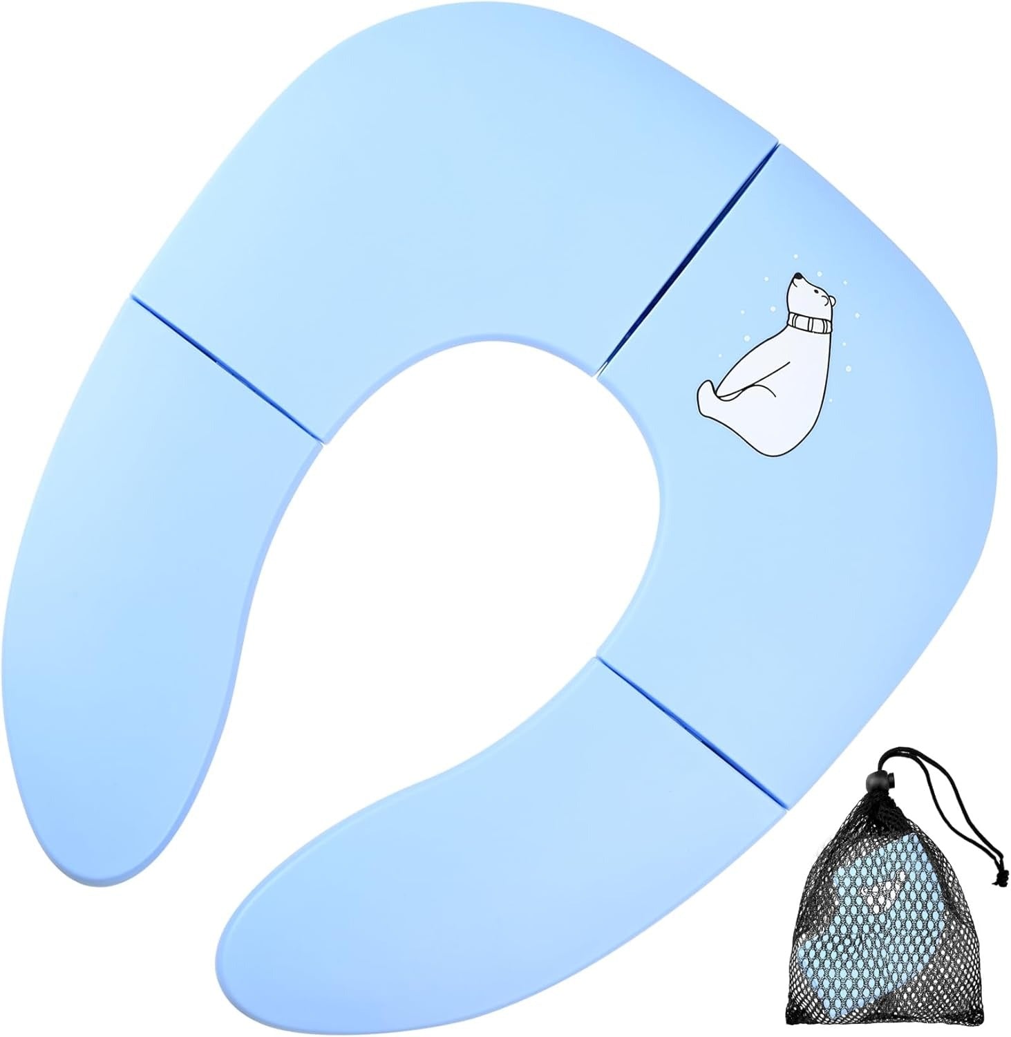 Blue bear Foldable Toilet Seat For Toddlers, Folding Travel Potty Seat, Non-Slip, With Carry Bag